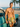 Cuba Libre men's swim trunks beside a turquoise 1950s classic car near the beach — House of Yas editorial