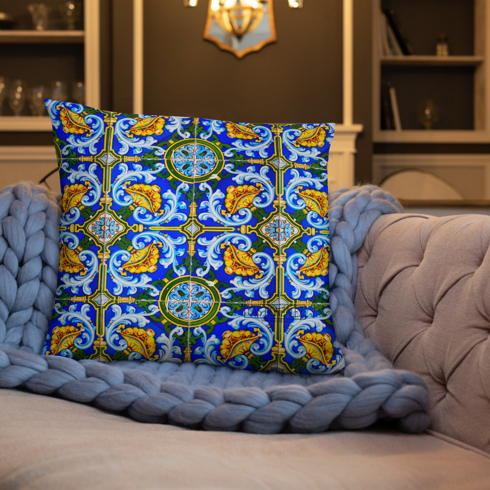 Blue Tiles Luxury Pillow