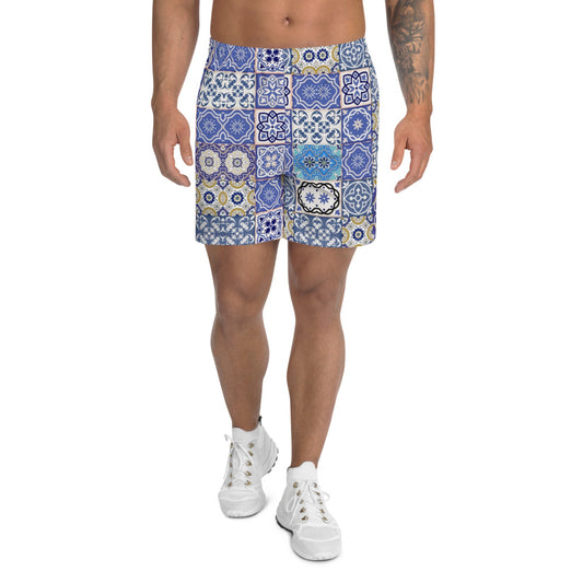 Light B Tiles Men's Athletic Long Shorts