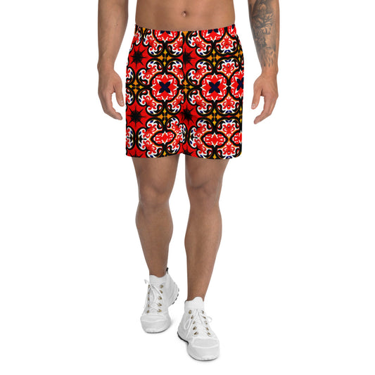 Red Tiles Men's Athletic Long Shorts